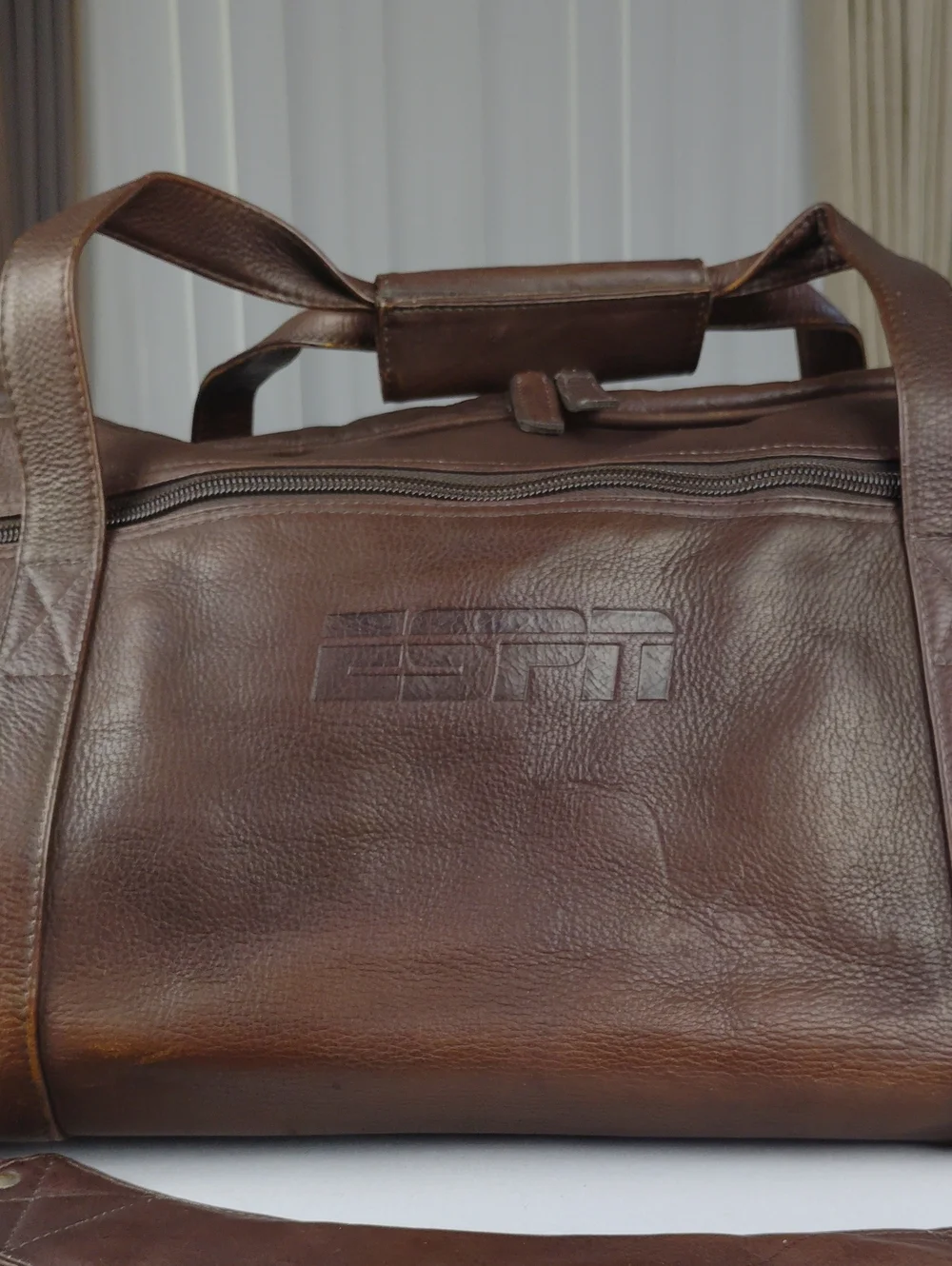Latico N.J. USA ESPN Vintage Leather Duffel Bag.
